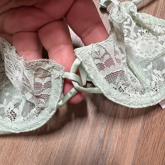 & Other Stories Womens Size 34A Underwired Lace Bra Mint Green Adjustable Straps - Picture 2 of 11